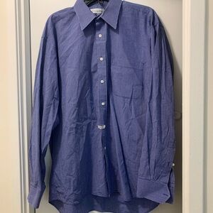 Christian Dior Men’s Button Dress Shirt Size 16.5, 34/35, Est. Lg, Blue Striped